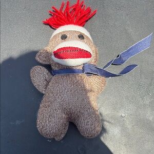 Sock Monkey Plush Toy with Red and Brown Colors